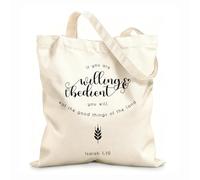 AILOONG Reusable Shopper Bags Bible Quote Typographic For Thanksgiving Day 12 oz thick fabric Foldable 35x40cm Large