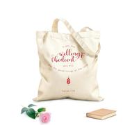 AILOONG Reusable Shopper Bags Bible Quote Typographic For Thanksgiving Day 340g/m² thick fabric Foldable