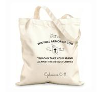 AILOONG Reusable Shopper Bags Bible Verse From Ephesians On Polygon Background 12 oz thick fabric Foldable 35x40cm Large