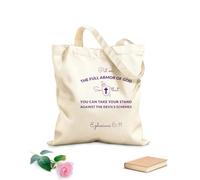 AILOONG Reusable Shopper Bags Bible Verse From Ephesians On Polygon Background 340g/m² thick fabric Foldable