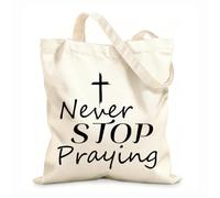 AILOONG Reusable Shopper Bags Bible Verse Never Stop Praying 12 oz thick fabric Foldable 25x30cm Small