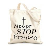 AILOONG Reusable Shopper Bags Bible Verse Never Stop Praying 12 oz thick fabric Foldable 35x40cm Large