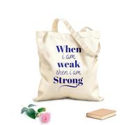 AILOONG Reusable Shopper Bags Bible Verse When I Am Weak Then I Am Strong 340g/m² thick fabric Foldable
