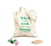 AILOONG Reusable Shopper Bags Bible Verse When I Am Weak Then I Am Strong 340g/m² thick fabric Foldable
