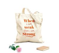 AILOONG Reusable Shopper Bags Bible Verse When I Am Weak Then I Am Strong 340g/m² thick fabric Foldable