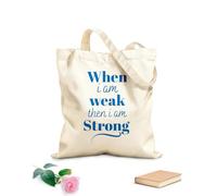 AILOONG Reusable Shopper Bags Bible Verse When I Am Weak Then I Am Strong 340g/m² thick fabric Foldable