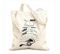 AILOONG Reusable Shopper Bags Bible Verse Your Word Is Lamp To My Feet And Light To May Path Psalm 119:105 12 oz thick fabric Foldable 31x36cm Medium