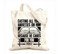 AILOONG Reusable Shopper Bags bible verses quotes 12 oz thick fabric Foldable 35x40cm Large