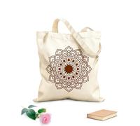 AILOONG Reusable Shopper Bags Black And White Mandala Handmade Art Mandala 340g/m² thick fabric Foldable