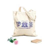AILOONG Reusable Shopper Bags Black And White Samurai Themed 340g/m² thick fabric Foldable
