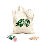 AILOONG Reusable Shopper Bags Butcher Diagram Scheme And Guide Pork Cuts Set 340g/m² thick fabric Foldable