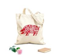 AILOONG Reusable Shopper Bags Butcher Diagram Scheme And Guide Pork Cuts Set 340g/m² thick fabric Foldable