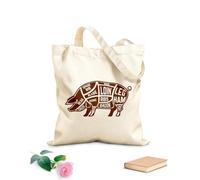 AILOONG Reusable Shopper Bags Butcher Diagram Scheme And Guide Pork Cuts Set 340g/m² thick fabric Foldable