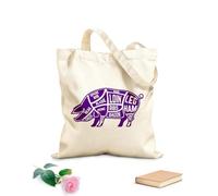 AILOONG Reusable Shopper Bags Butcher Diagram Scheme And Guide Pork Cuts Set 340g/m² thick fabric Foldable