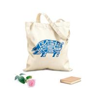 AILOONG Reusable Shopper Bags Butcher Diagram Scheme And Guide Pork Cuts Set 340g/m² thick fabric Foldable