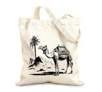 AILOONG Reusable Shopper Bags Camel In The Desert Sketch Drawn Doodle Style 12 oz thick fabric Foldable 35x40cm Large
