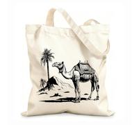 AILOONG Reusable Shopper Bags Camel In The Desert Sketch Drawn Doodle Style 12 oz thick fabric Foldable 35x40cm Large