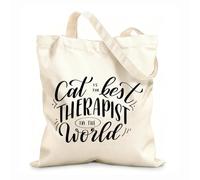 AILOONG Reusable Shopper Bags Cat Quote In Hand Drawn Style Inspirational 12 oz thick fabric Foldable 31x36cm Medium