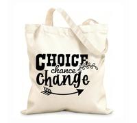 AILOONG Reusable Shopper Bags choice chance change inspirational quotes 12 oz thick fabric Foldable 25x30cm Small