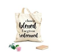 AILOONG Reusable Shopper Bags Chosen Blessed Forgiven Redeemed 12 oz thick fabric Foldable 25x30cm Small