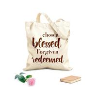 AILOONG Reusable Shopper Bags Chosen Blessed Forgiven Redeemed 340g/m² thick fabric Foldable
