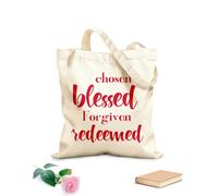 AILOONG Reusable Shopper Bags Chosen Blessed Forgiven Redeemed 340g/m² thick fabric Foldable
