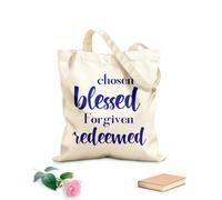 AILOONG Reusable Shopper Bags Chosen Blessed Forgiven Redeemed 340g/m² thick fabric Foldable