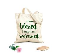AILOONG Reusable Shopper Bags Chosen Blessed Forgiven Redeemed 340g/m² thick fabric Foldable