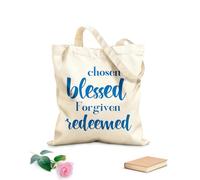 AILOONG Reusable Shopper Bags Chosen Blessed Forgiven Redeemed 340g/m² thick fabric Foldable