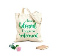 AILOONG Reusable Shopper Bags Chosen Blessed Forgiven Redeemed 340g/m² thick fabric Foldable
