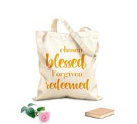 AILOONG Reusable Shopper Bags Chosen Blessed Forgiven Redeemed 340g/m² thick fabric Foldable
