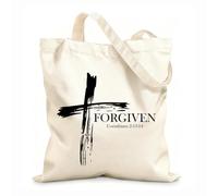 AILOONG Reusable Shopper Bags Christian Bible quote: Forgiven Corinthians 2:13-14 12 oz thick fabric Foldable 25x30cm Small