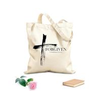 AILOONG Reusable Shopper Bags Christian Bible quote: Forgiven Corinthians 2:13-14 12 oz thick fabric Foldable 35x40cm Large
