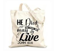 AILOONG Reusable Shopper Bags christian easter design 12 oz thick fabric Foldable 25x30cm Small