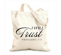 AILOONG Reusable Shopper Bags Christian Quote I Will Trust Proverbs 12 oz thick fabric Foldable 25x30cm Small