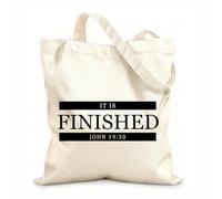 AILOONG Reusable Shopper Bags Christian Quote It Is Finished 12 oz thick fabric Foldable 31x36cm Medium