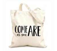 AILOONG Reusable Shopper Bags Come As You Are Inspirational Quotes 12 oz thick fabric Foldable 25x30cm Small