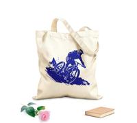 AILOONG Reusable Shopper Bags Conquering The Climb Cyclist Reaching Summit 340g/m² thick fabric Foldable