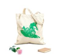 AILOONG Reusable Shopper Bags Conquering The Climb Cyclist Reaching Summit 340g/m² thick fabric Foldable