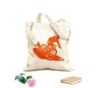 AILOONG Reusable Shopper Bags Conquering The Climb Cyclist Reaching Summit 340g/m² thick fabric Foldable