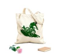 AILOONG Reusable Shopper Bags Conquering The Climb Cyclist Reaching Summit 340g/m² thick fabric Foldable