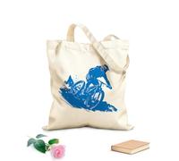 AILOONG Reusable Shopper Bags Conquering The Climb Cyclist Reaching Summit 340g/m² thick fabric Foldable
