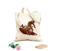 AILOONG Reusable Shopper Bags Conquering The Climb Cyclist Reaching Summit 340g/m² thick fabric Foldable