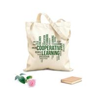 AILOONG Reusable Shopper Bags Cooperative Learning Word Cloud 340g/m² thick fabric Foldable