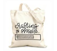 AILOONG Reusable Shopper Bags Crafting In Progress Lettering 12 oz thick fabric Foldable 25x30cm Small