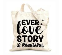 AILOONG Reusable Shopper Bags every love story is beautiful 12 oz thick fabric Foldable 35x40cm Large