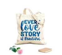 AILOONG Reusable Shopper Bags every love story is beautiful 340g/m² thick fabric Foldable