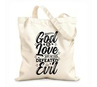 AILOONG Reusable Shopper Bags god is love and he has defeated evil 12 oz thick fabric Foldable 31x36cm Medium