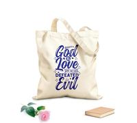 AILOONG Reusable Shopper Bags god is love and he has defeated evil 340g/m² thick fabric Foldable