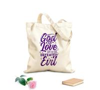AILOONG Reusable Shopper Bags god is love and he has defeated evil 340g/m² thick fabric Foldable